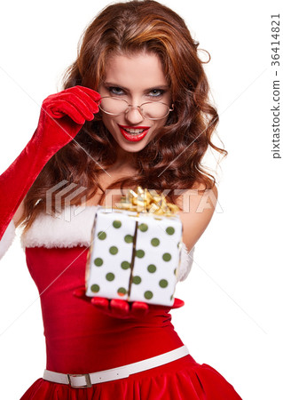 Christmas woman with gift box Christmas woman with gift box 36414821
