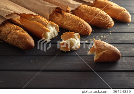 French baguettes with sesame seed French baguettes with sesame seed 36414829