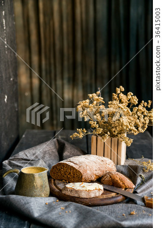 Studio shot breakfast with sandwich and coffee Studio shot breakfast with sandwich and coffee 36415003