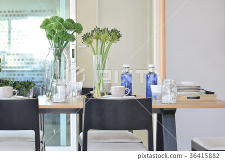 elegant table set in modern style dining room elegant table set in modern style dining room 36415882