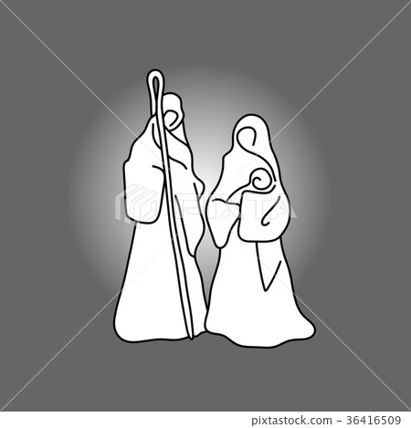 Nativity scene with Holy Family vector - Stock Illustration [36416509 ...