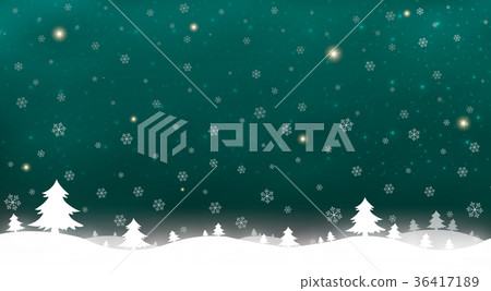 Merry Christmas snow star background green sky - Stock Illustration ...