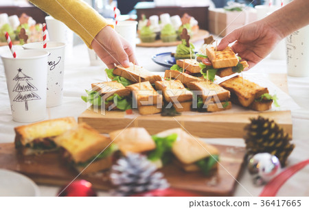 Merry Christmas food party with friend and family. Merry Christmas food party with friend and family. 36417665