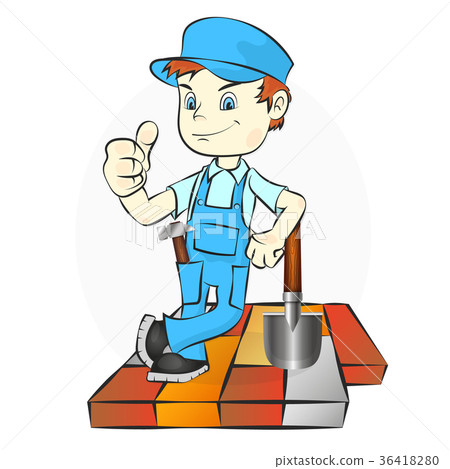 Worker laying paving tiles illustration Worker laying paving tiles illustration 36418280