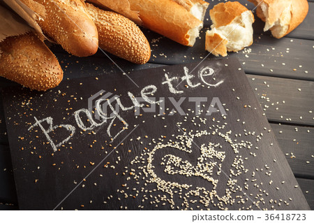French baguettes with sesame seed French baguettes with sesame seed 36418723