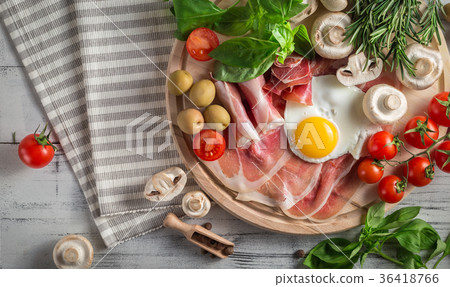 Healthy Mediterranean breakfast ingredients Healthy Mediterranean breakfast ingredients 36418766