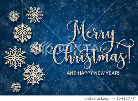 Greeting card with golden text on a blue... - Stock Illustration ...