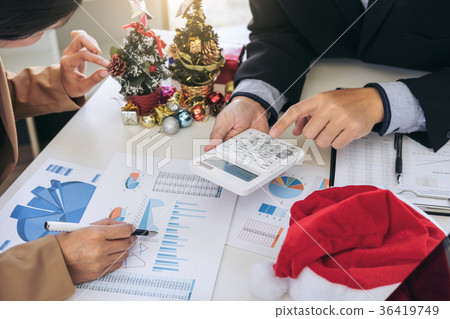 Merry Christmas and Happy New Year, Young business team are cele Merry Christmas and Happy New Year, Young business team are cele 36419749