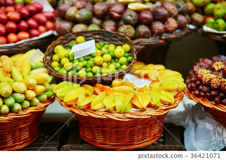 Exotic fruits on farmer market 36421071