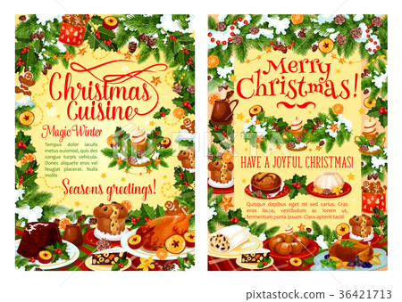 Christmas holiday food poster with dinner dish 36421713