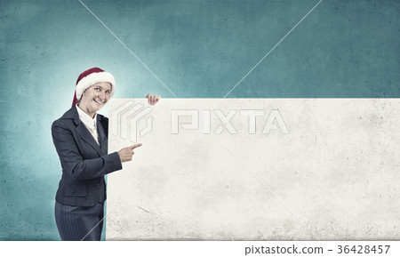 Female Santa with billboard Female Santa with billboard 36428457
