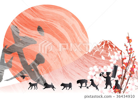 新年卡，富士山背景 36434910