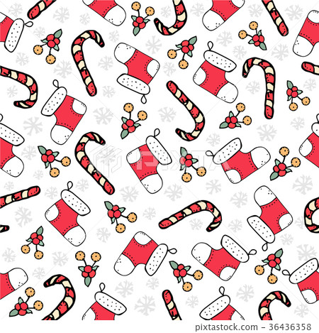 Christmas season hand drawn seamless pattern - Stock Illustration ...