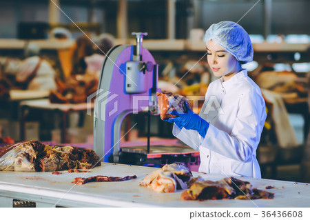 Raw meat production factory worker 36436608
