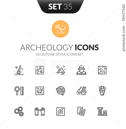 Outline black icons set in thin modern style 36437560