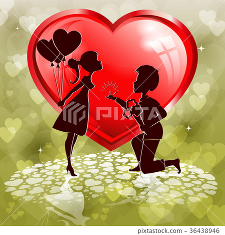 Red heart,outlines of two lovers Red heart,outlines of two lovers 36438946