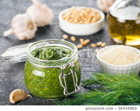 Homemade dill pesto sauce ingredients Homemade dill pesto sauce ingredients 36439969
