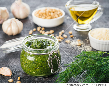 Homemade dill pesto sauce ingredients 36439981
