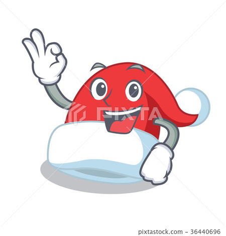 Okay Christmas hat character cartoon 36440696