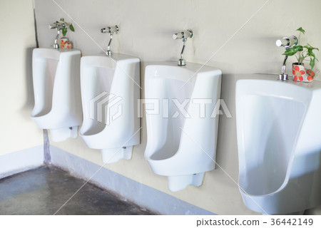 White Urinals in the public men's toilet 36442149