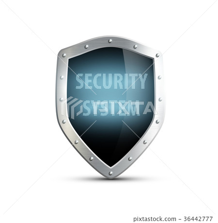 metal shield with the inscription security system. 36442777