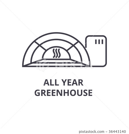 all year greenhose line icon, outline sign, linear 36443140