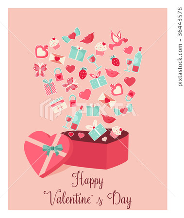 Holiday card with elements for Valentine's Day Holiday card with elements for Valentine's Day 36443578