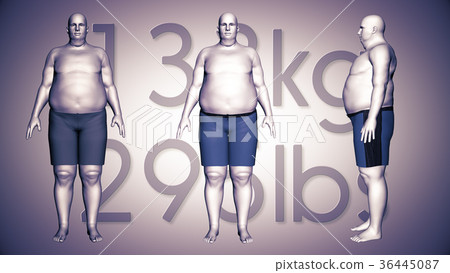 Obese Man Losing Body Weight and BMI Index 36445087