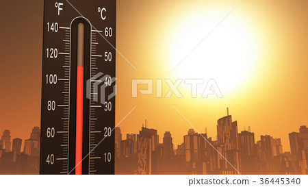 Thermometer Showing Heat in Fahrenheit and Celsius 36445340