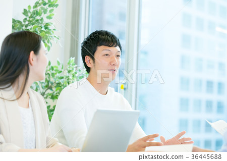 Company employee who makes a meeting Male employee female employee office casual wear personalized employee business image 36445688