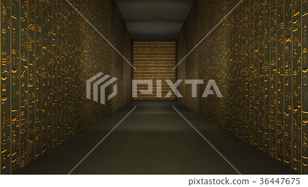 Golden Egyptian Tunnel Hieroglyphs Corridor 36447675