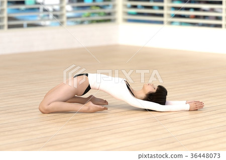 Yoga pose young women permingriaru 3DCG illustrations material Yoga pose young women permingriaru 3DCG illustrations material 36448073