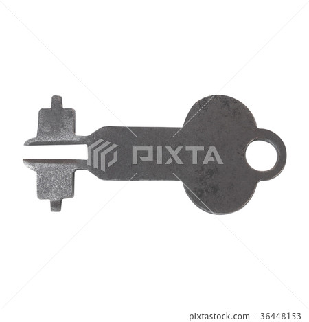 Old door key isolated on white background. Old door key isolated on white background. 36448153
