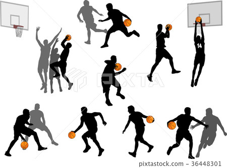 basketball players silhouettes collection 3 36448301