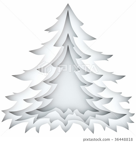 Paper cut Christmas tree background. 3d Paper cut Christmas tree background. 3d 36448818
