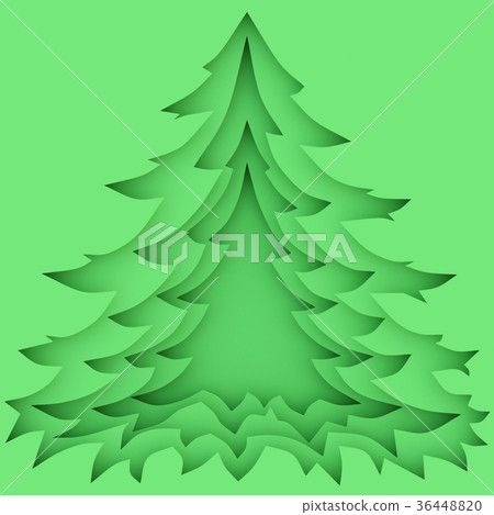 Paper cut Christmas tree background. 3d Paper cut Christmas tree background. 3d 36448820