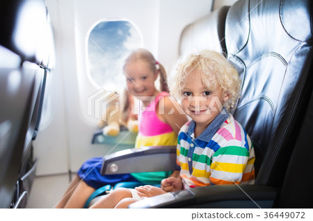 Kids flying airplane. Fligh with children. Kids flying airplane. Fligh with children. 36449072