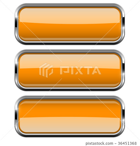 Orange rectangle buttons set with bold chrome - Stock Illustration ...