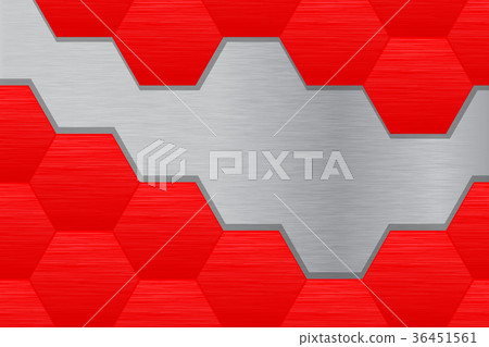 Metal brushed background with red steel hexagons Metal brushed background with red steel hexagons 36451561