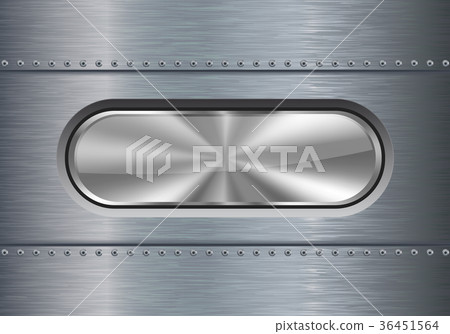 Metal oval button on brushed background 36451564