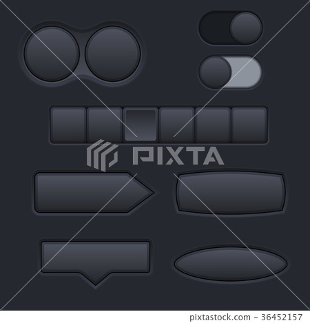 Black buttons set. Plastic matted interface 36452157