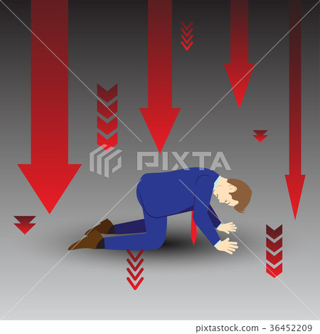 Businessman Kneeling Among Downward Arrows 36452209