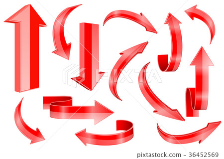 Set of red 3d arrows - Stock Illustration [36452569] - PIXTA