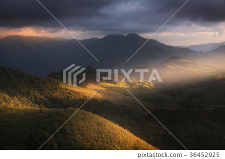 Beautiful sunset view on hill 36452925