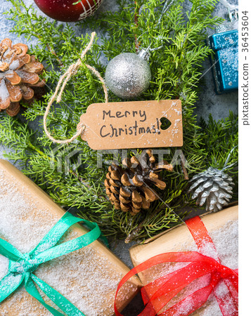 Christmas new year tree concept flat lay 36453604