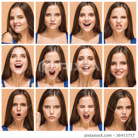 The emotions of young brunette woman. Studio The emotions of young brunette woman. Studio 36453757
