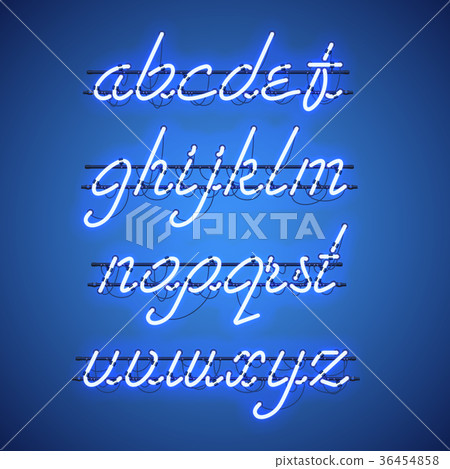 Glowing Blue Neon Lowercase Script Font 36454858