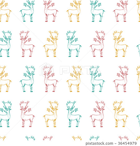 seamless pattern deer and Christmas animals. New - Stock Illustration ...
