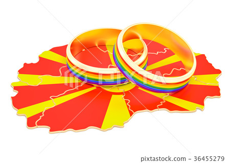 Macedonian map with LGBT rainbow rings 36455279