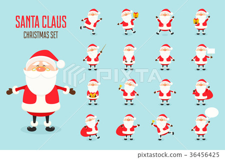Cute vector Santa Claus icon set in flat style Cute vector Santa Claus icon set in flat style 36456425